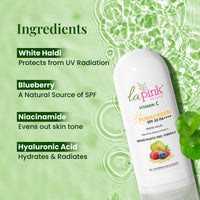 La Pink Vitamin C Sunscreen For Men and Women | SPF 50 PA++++ UVA + UVB, Hydration & Moisturization 100% Microplastic Free Formulation | Non Greasy | Zero White Cast (50g)