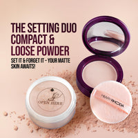Hilary Rhoda The Setting Duo Compact & Loose Powder | 2-in-1 Compact & Loose Powder | | Matte Finish | Blends Effortlessly | Oil Control Compact | 32g (Natural | Shade 02)