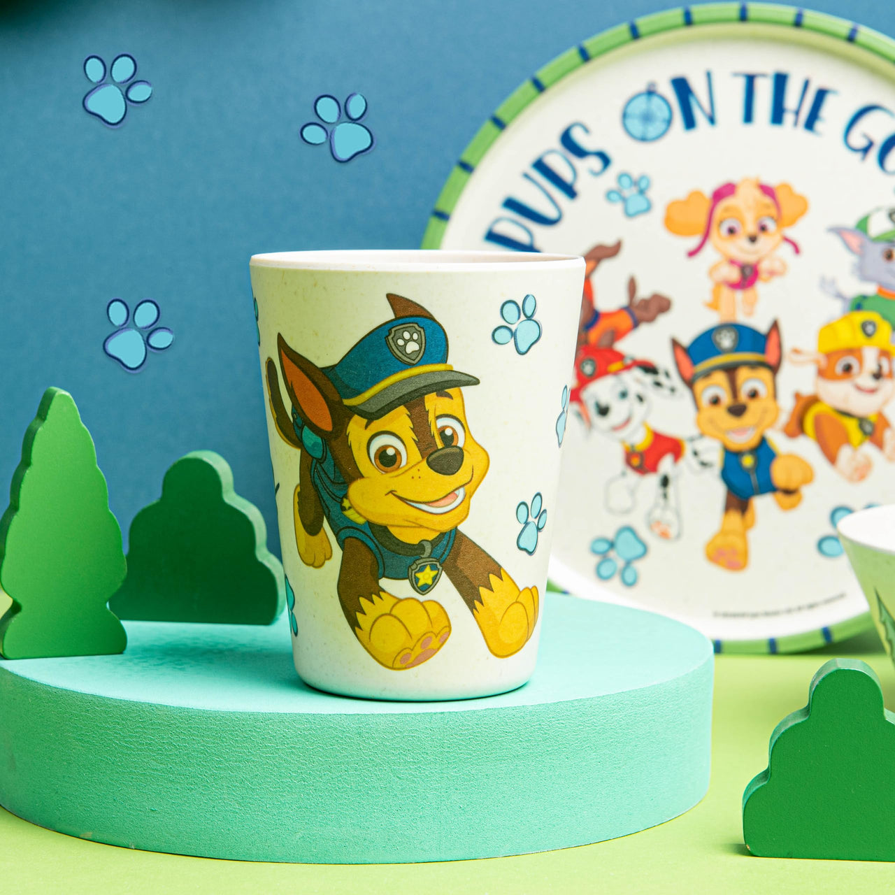 Zak Designs PAW Patrol Kids Dinnerware Set 3 Pieces, Durable and Sustainable Melamine Bamboo Plate, Bowl, and Tumbler are Perfect For Dinner Time With Family (Chase, Marshall, Skye & Friends) 8" Plate, 6" Bowl, 10oz Tumbler