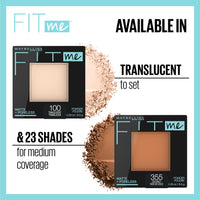 Maybelline New York Powder Foundation, Pressed Powder Compact, Mattifies Skin, Incl. Mirror and Applicator, Fit Me, 110 Porcelain, 8.5g