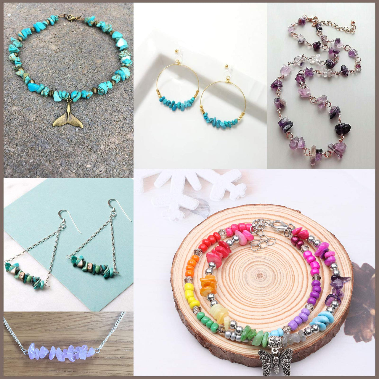 Yholin Irregular Stone Chips Beads Bulk - Hole Drilled Light Green Shell Chips, Crystal Tumbled Chips Stone Healing Crushed Rock Beads for DIY Craft Earring Jewelry Making and Home Decor,1 Strand