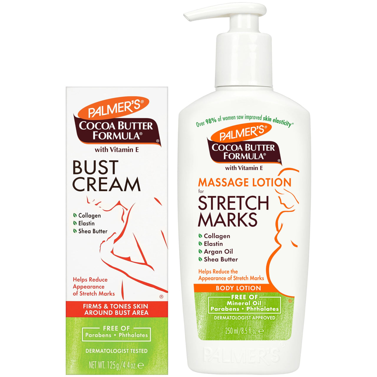 Palmer's Cocoa Butter Cream 125g & Massage Lotion 250ml for Stretch Marks Pack