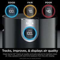 Shark Air Purifier for Home, Office, and Bedroom, Clean Sense Technology, HEPA Air Filter, 1200 Sq Ft, Captures 99.98% of Particles, Pet Dander, Pollutants, Dust, Smoke, Allergens & Smells, HP202 Black 1200 Sq. Ft.