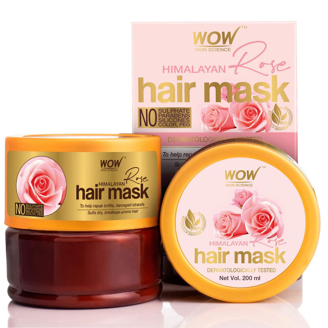 WOW Skin Science Himalayan Rose Hair Mask with Rose Hydrosol, Coconut Oil, Almond Oil & Argan Oil - For Volumnising Hair, Anti Smelly Scalp - No Parabens, Sulphate, Silicones, Color & PEG - 200mL