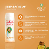 Gokul Santol Pure Sandalwood Talcum Powder | 300g | Long-Lasting Soothing Fragrance | Natural Sweat & Oil Absorption | Refreshing & Healthy Glowing Complexion