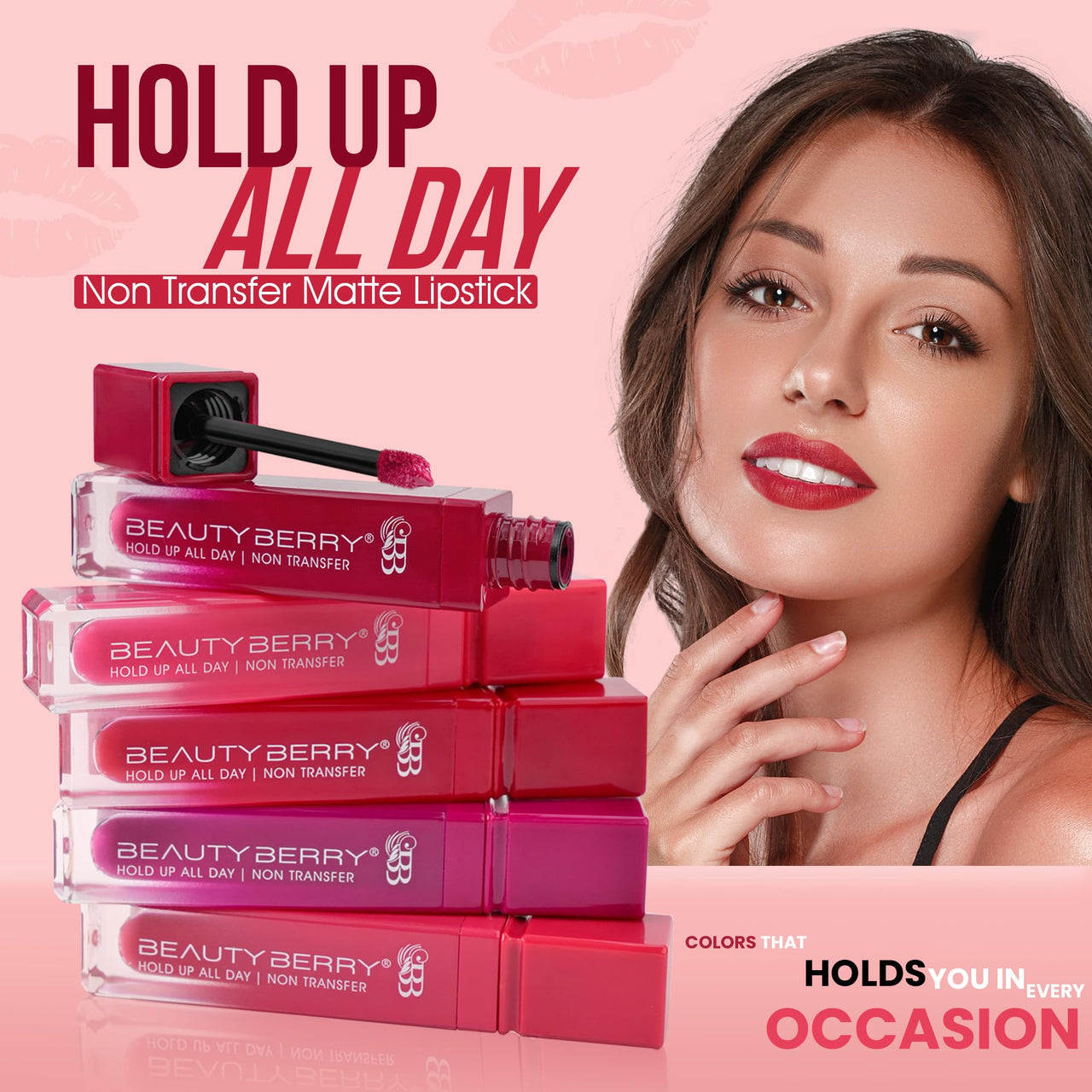 Beauty Berry Hold Up All Day Liquid Lipstick | Long Lasting, Non Transfer Matte Lipstick | Highly Pigmented, Smooth One Swipe Application & Lightweight Liquid Lipstick for Women (17 - Dob Net, 7.5g)