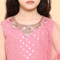 AJ DEZINES Kids Foil Print Sleeveless Kurta and Sharara Set For Girls 6 Years-7 Years