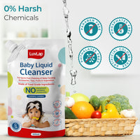 LuvLap Baby Liquid Cleanser Refill pack- 500ml, For cleaning feeding bottle, cutlery, toys, fruits & vegetables, Kills 99.9% Germs, pH Balanced Dermatologically tested formula, No harsh chemicals
