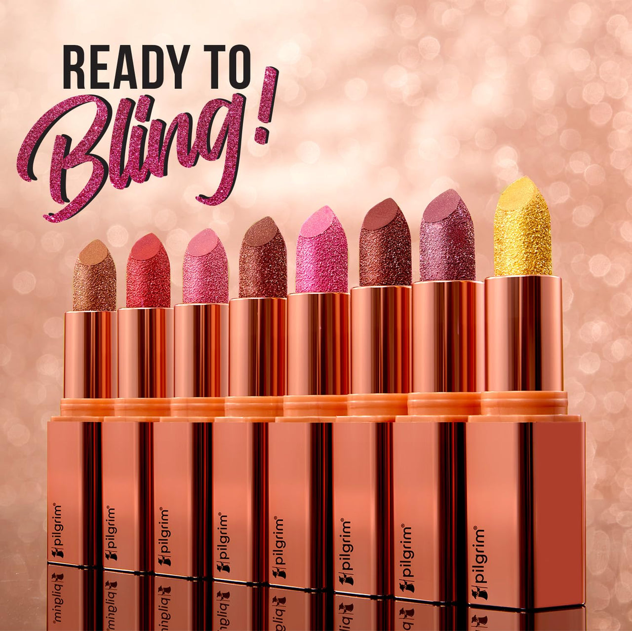Pilgrim Glitter Lipstick For Women 4.2gm | Dubai Luxe Lifestyle - Chic Haseena Shade | Lipstick Infused with Vitamin E & Olive Oil | Glitter Formula With Matte Finish | Non Drying | All Skin Types