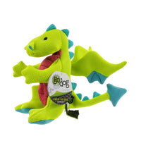 goDog Mesh Dragons Squeaky Plush Dog Toy, Double Chew Guard Technology - Green, Large Double Chew Guard Dragon