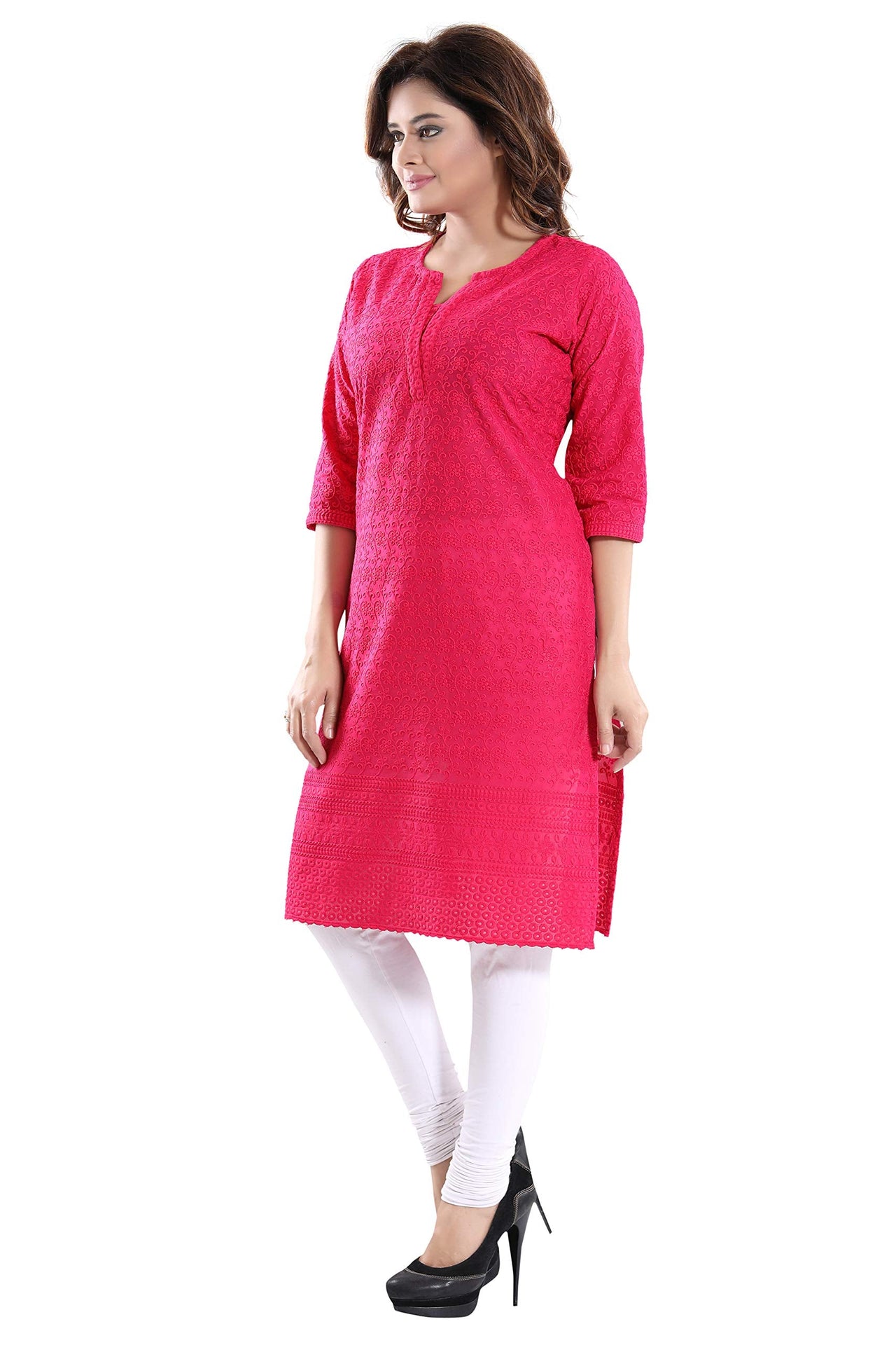 QUEEN SHIELD Women's  Formal & Casual Cotton Chikan-Kari Kurta (4444.)