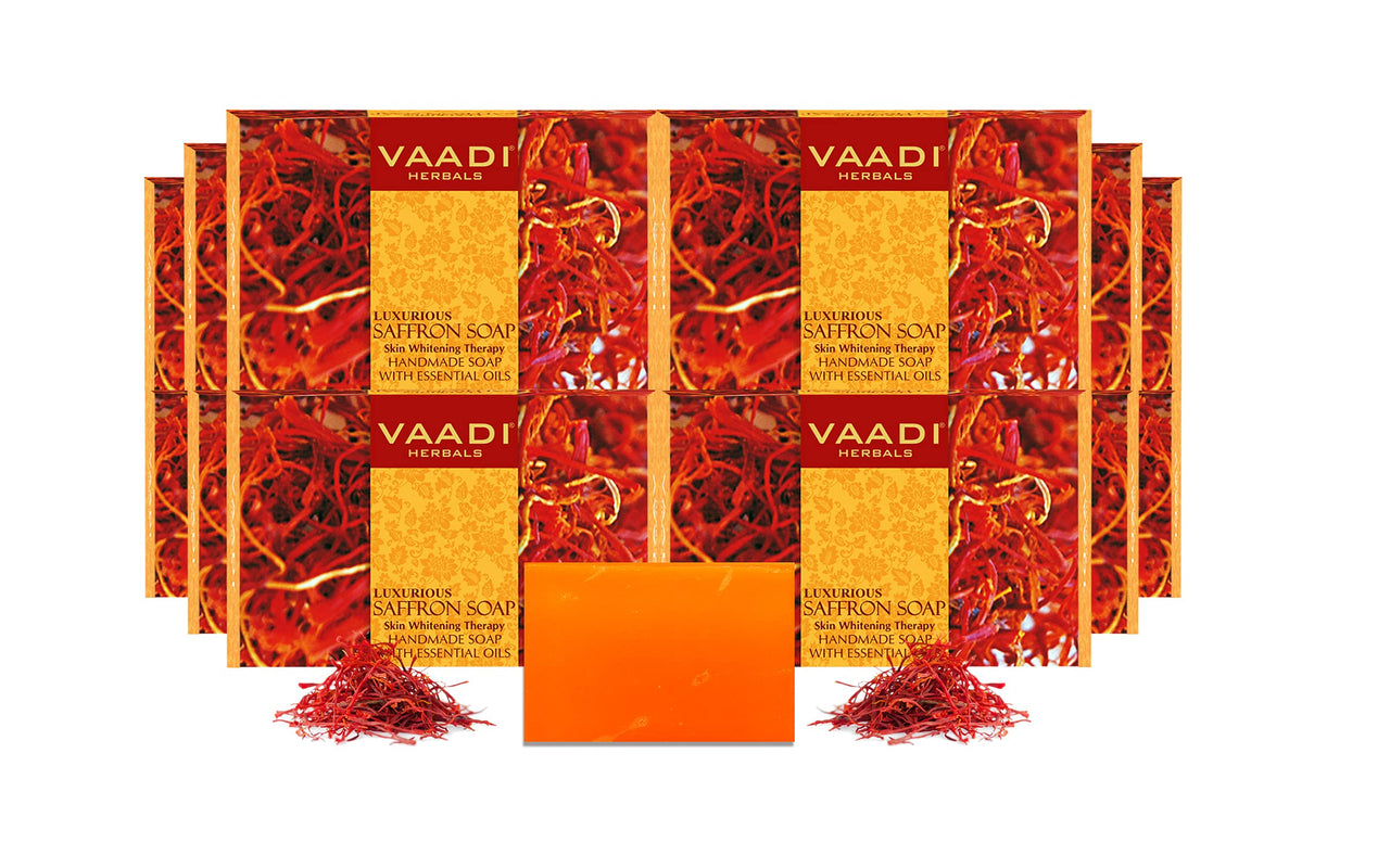 Vaadi Herbals Luxurious Saffron Soap Skin Whitening Therapy, 75g (Pack of 12)
