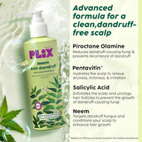 PLIX - THE PLANT FIX Neem Anti-Dandruff Advanced Kit | Shampoo (200ml), Conditioner (175ml) | Reduces Dandruff & Scalp Itching | Piractone Olamine & 3% Dandelix Pro™