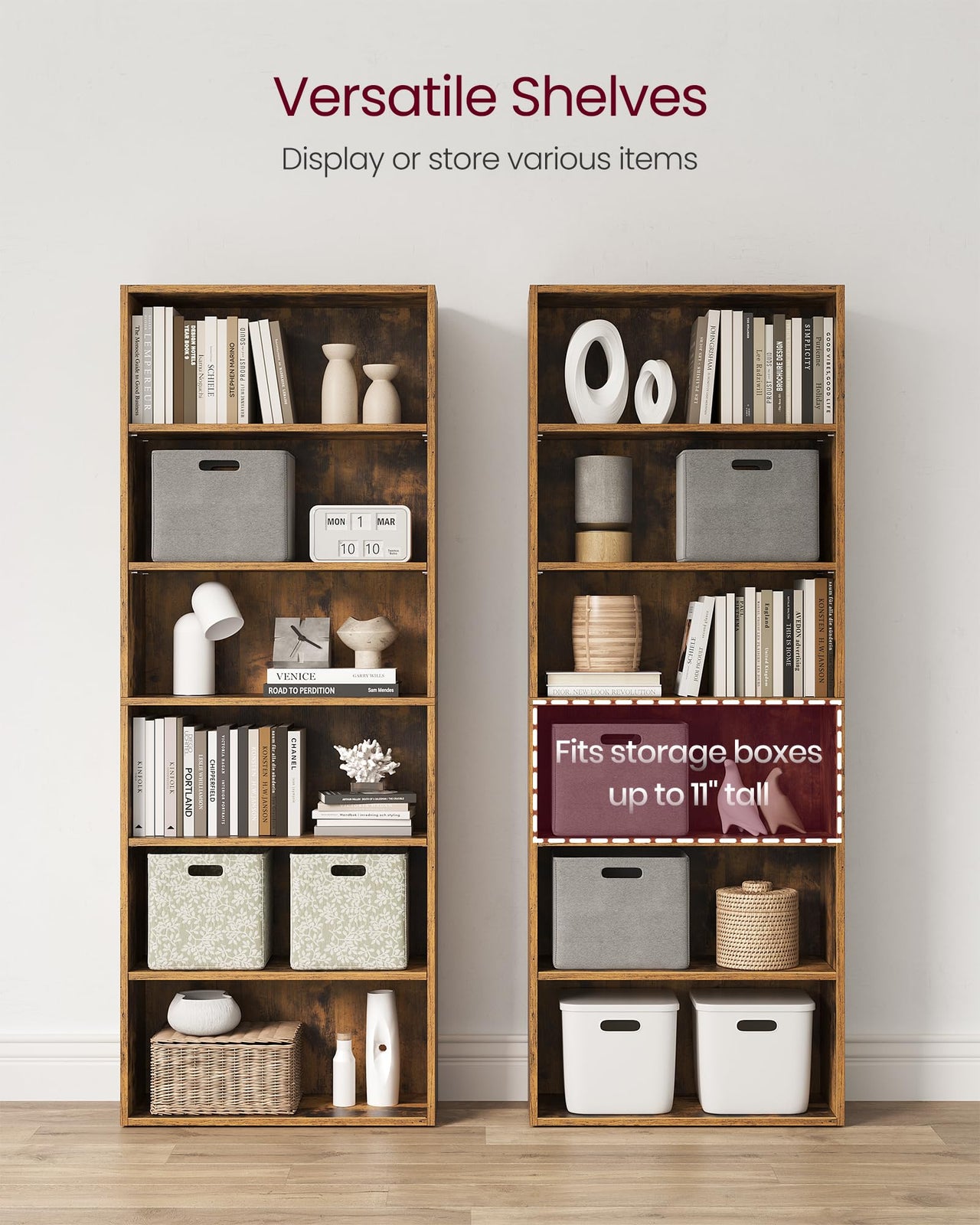 VASAGLE Bookshelf, 23.6 Inches Wide, 4-Tier Open Bookcase with Adjustable Storage Shelves, Floor Standing Unit, Cloud White ULBC164T14 1 Pack 4 Tiers (23.6"W x 42.4"H)