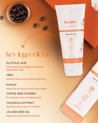 Ikcura Coffee D Tan Face Mask with Glycolic Acid, Urea | Deep Cleansing, Deeply Hydrates, Revitalize and Brightening your Skin Effect, Purifying and Detoxifying Skin, 100ml