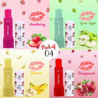 Shryoan Pout Therapy Fruity Lip Balm | Tinted Lip Balm for Nourishing & Hydrating Lips with Natural Fruit Extracts | For Smooth and Moisturized Lips | (Pack of 4) (3.2gX4Pcs)