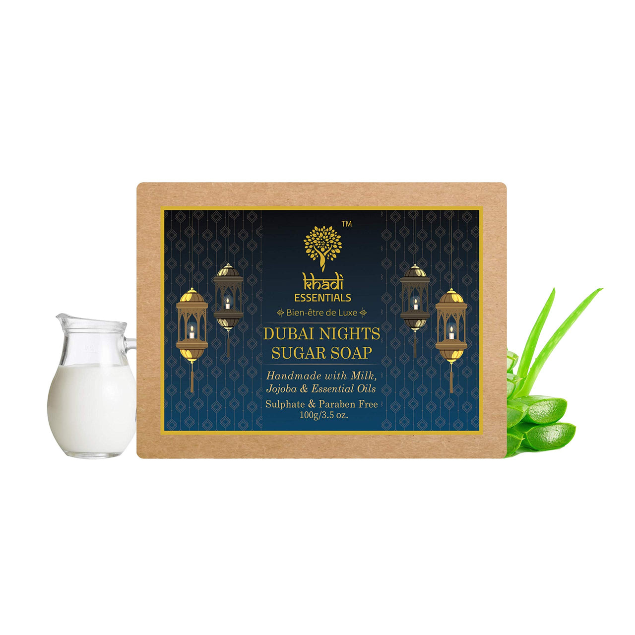 Khadi Essentials Ayurvedic Dubai Nights Goat Milk Soap With Rosehip Oil For Skin Brightening Natural Handmade Bath Bar 100gm