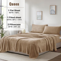 Sleep Philosophy True North Fleece Sheet Set Full, Solid Color, Warm & Plush Sheets Soft Fleece Bedding Full Size Sheets, Fitted Pocket Fits Up to 16