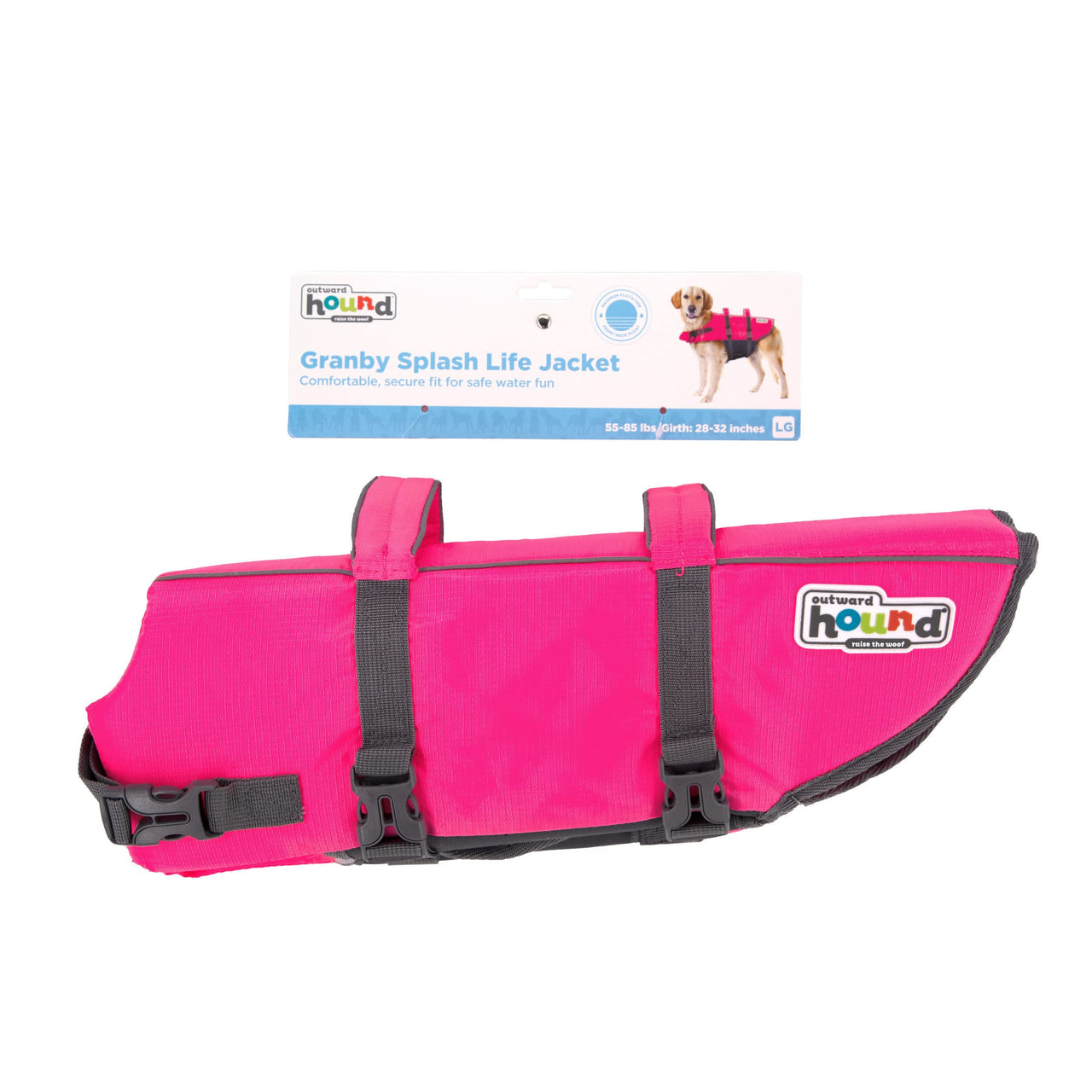 Outward Hound Granby Splash Pink Dog Life Jacket, Large Granby (Flotation) Large (Chest Girth: 28"-32")