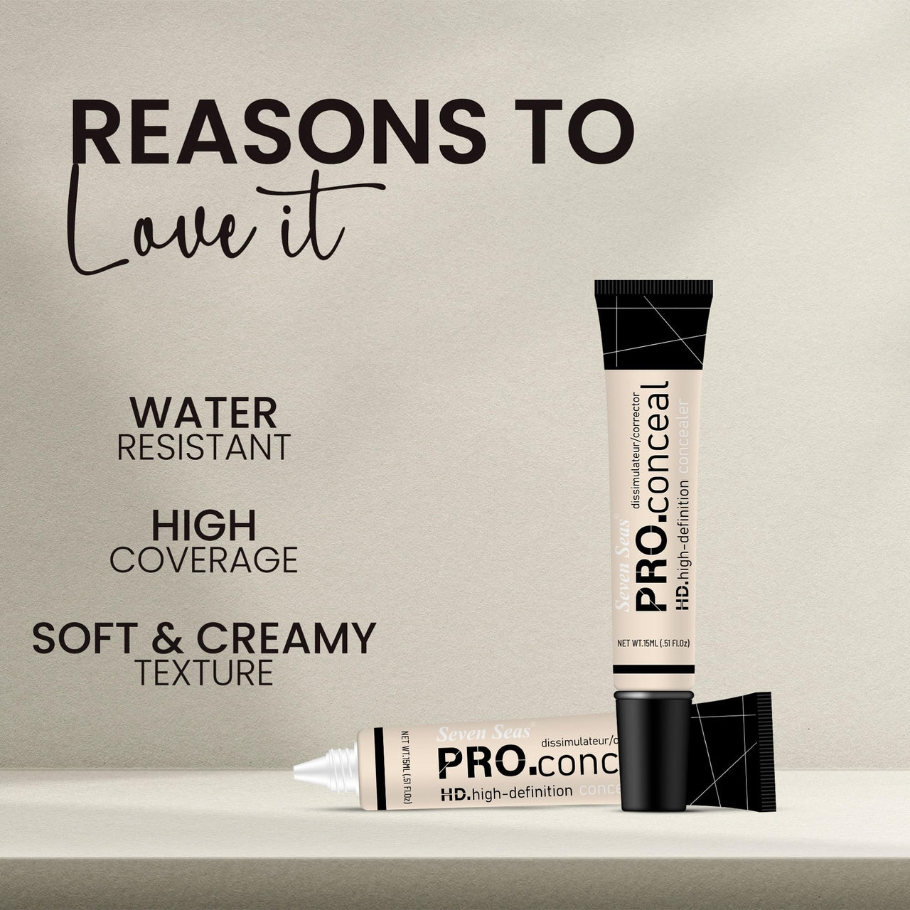 Seven Seas HD Pro Matte Liquid Concealer | Dissimilateur/Corrector | Ultra Blend-able Liquid Concealer | Water Resistant | High Coverage | Nude-15ml