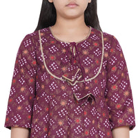 Bitiya By Bhama Girl's  Cotton Blend Kurta & Palazzo