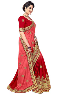 PANASH TRENDS Women's  Barfi Silk Heavy Embroidery Work Saree