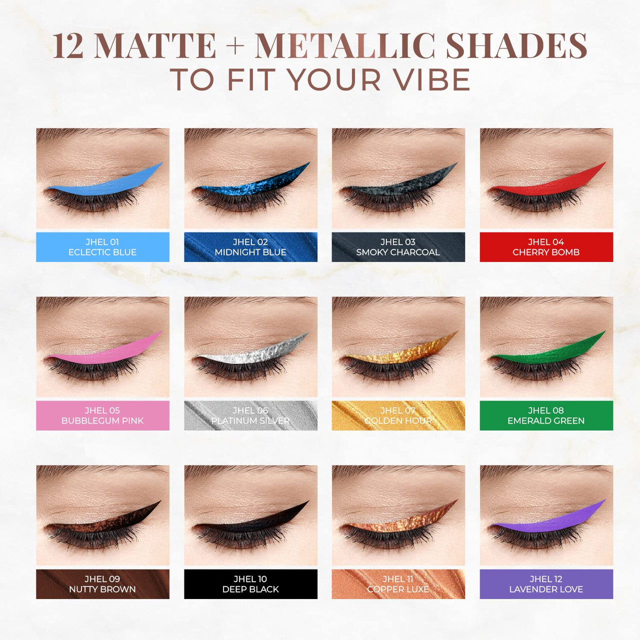 Just Herbs Gel Eyeliner Waterproof And Smudge Proof & Eyeliner Waterproof And Smudge Proof Combo, Multicolor, Matte Finish