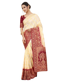 SATYAM WEAVES Women's  Banarasi Cotton Silk Saree With Blouse Piece