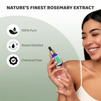 Rey Naturals Pure Rosemary Essential Oil For Hair Growth, Hairfall Control, Dandruff & Skin | Non Greasy Rosemary Oil for Skin, Body and Shiny Soft Hair | Hair Oil For Women & Men - 15ml