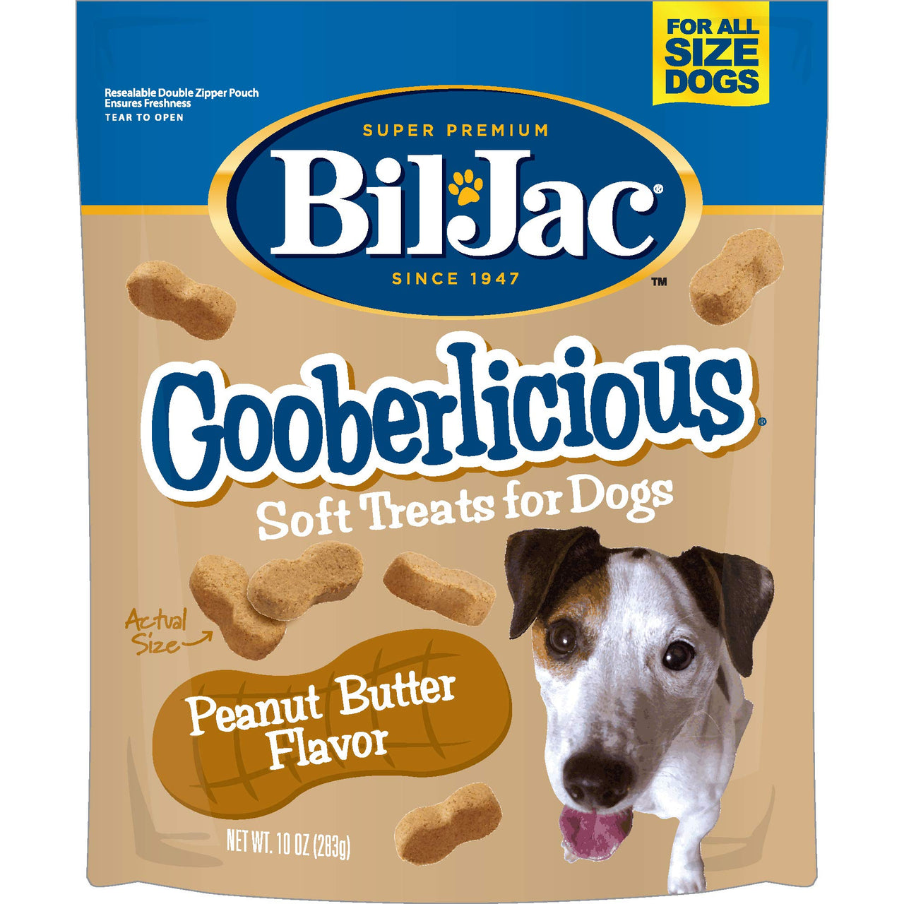 Bil-Jac Gooberlicious Soft Treats for Dogs - Puppy Training Treat Rewards, 10oz Resealable Double Zipper Pouch, Peanut Butter Flavor Chicken Liver Dog Treats (2-Pack) 10 Ounce (Pack of 2) 2-Pack