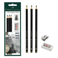Faber-Castell 3 Count Pitt Graphite Matte Tin - HB, 2B, 4B - Matte Black Graphite Pencils 3 Count - HB, 2B, 4B