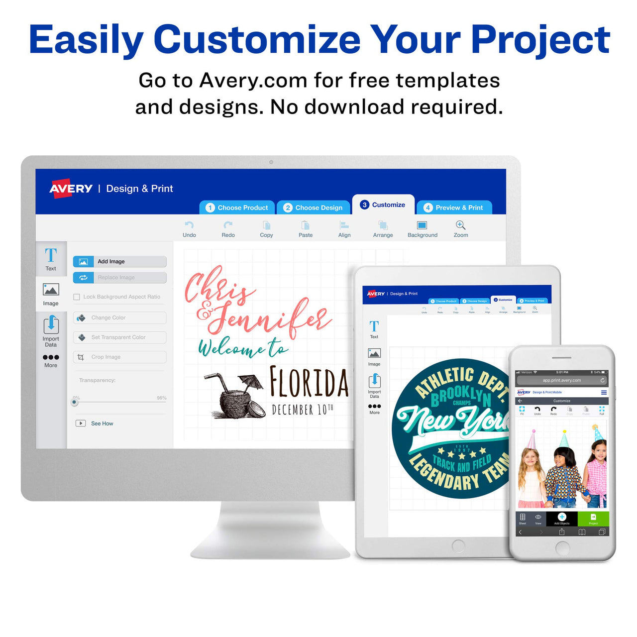 Avery Luxe Collection Glitter Stickers, 1" x 2-5/8", Mess-Free White Glitter, Print to The Edge, Easy Peel, Printable Glitter Sticker Paper for Inkjet Printers, 96 Rectangle Labels Total (05905) 1" x 2-5/8" 96 labels