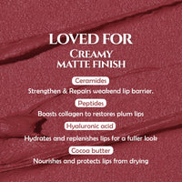 Glamveda Creamy Matte Long Lasting Lipstick with Ceramides & Peptides, Lightweight, 12 Hour Wear, Smudgeproof & Transferproof - Impulsive 304