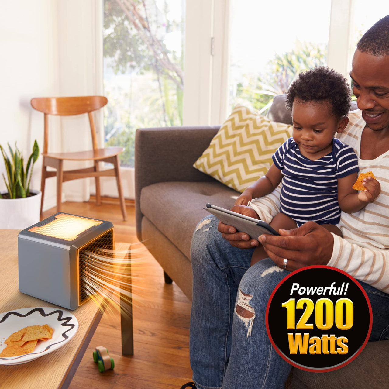 Ontel Handy Heater Turbo 800 Wall Outlet Small Space Heater with Adjustable Thermostat, Programmable 12-Hour Timer, Auto Shut Off - Quiet & Space-Saving Ceramic Mini Heater