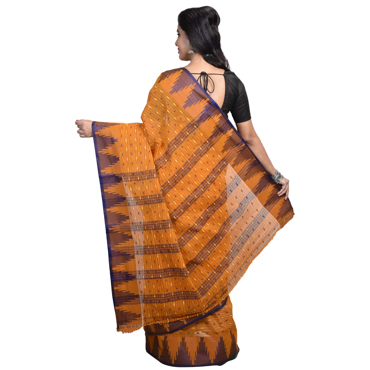 Raj Sarees Women's  Pure Georgette Saree Without Blouse Piece Mustard Yellow; Golden