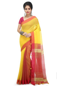 BENGAL HANDLOOM Women's  Art Silk Cotton Stripe Saree With Blouse Piece