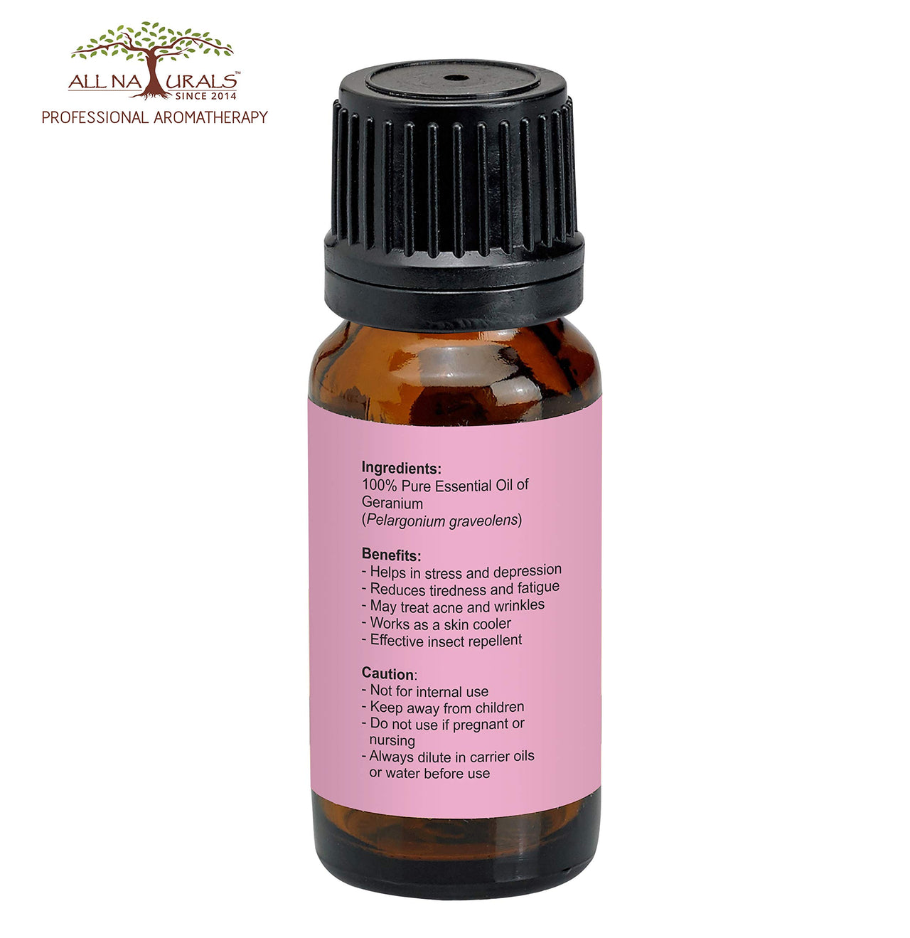 All Naturals Geranium Essential Oil 100% Pure for Massage, Relaxation, Skin Cooling & Natural Perfumes - 15 mL
