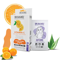 DR.RASHEL Vitamin C Nose Strip With Hazel Extracts Observes Dirt And Oil (10 Strips &10 Wipes)