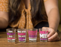 Silver Buffalo Bridesmaids Multi Quote 4-Pack Mini Glass Set, 1.5 Ounces