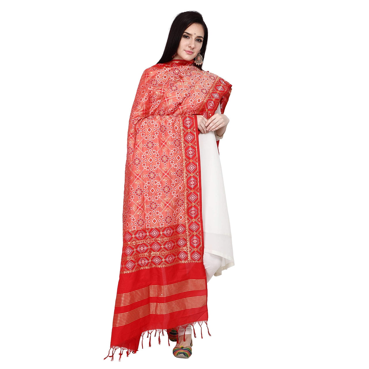 KAPAAHA Women's  Woven Design Silk Blend Dupatta Free Size