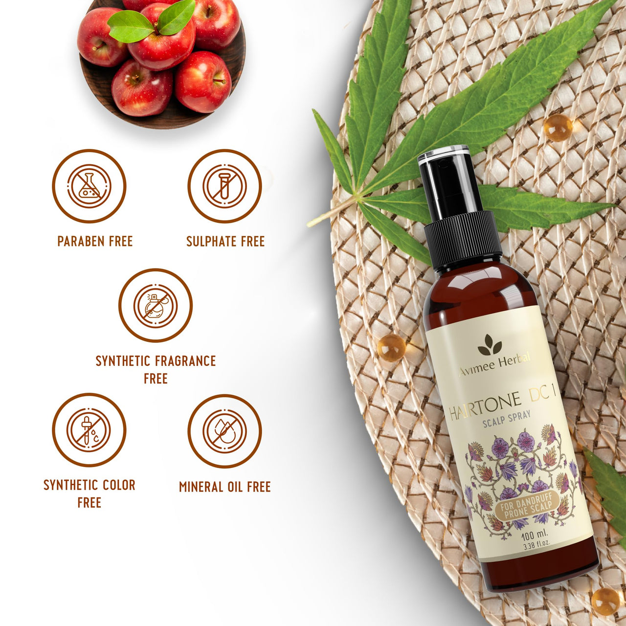 Avimee Herbal Hairtone DC1 Scalp Spray | Fights Severe Dandruff | Prevents Flaky Scalp | Non Greasy Non Oily | 100 ml