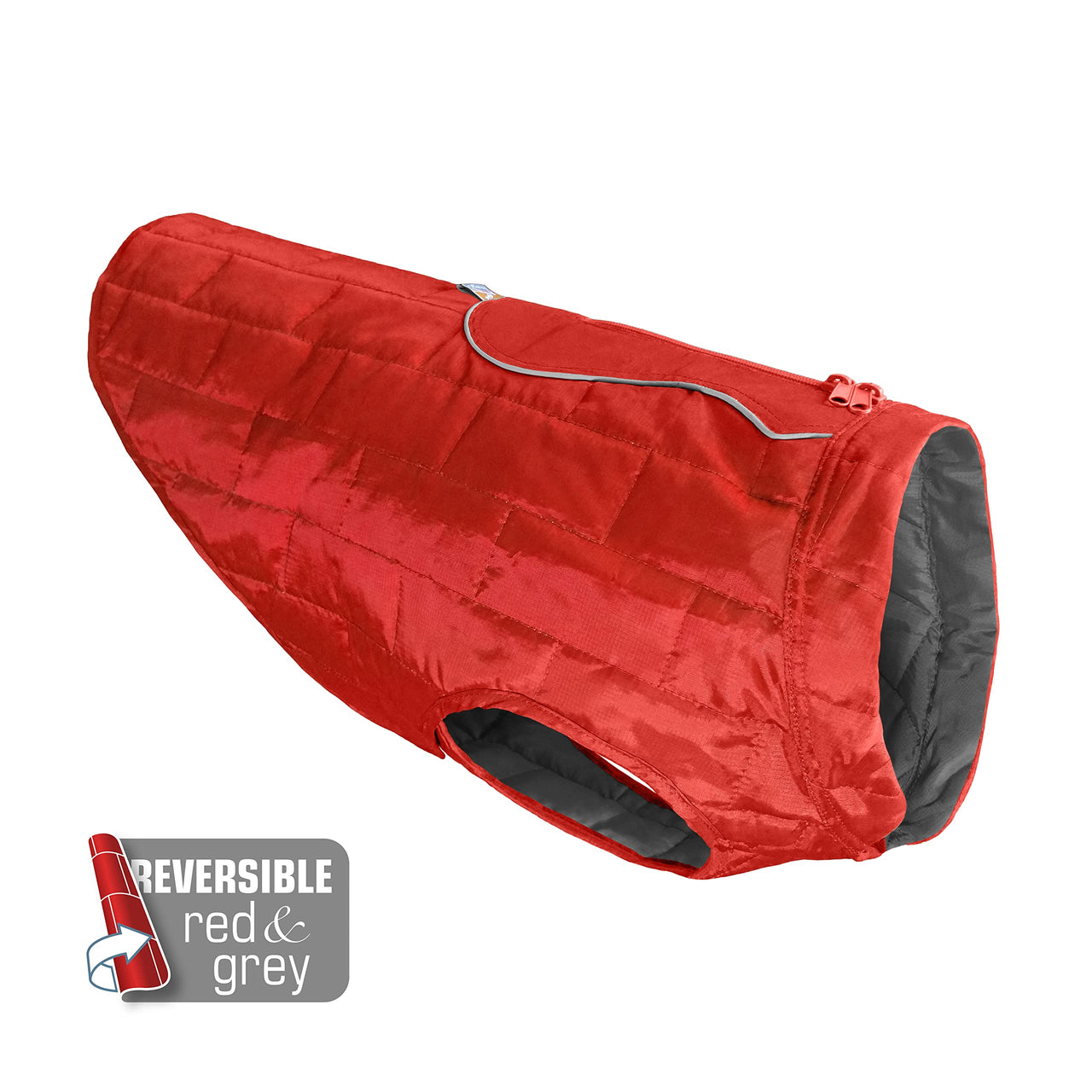 Kurgo Loft Dog Jacket, Reversible Dog Coat, Wear with Harness or Sweater, Water Resistant, Reflective, Winter Coat For Small Dogs (Chili Red, S) Chili Red/Charcoal