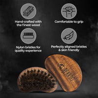 Beardo Boar Bristle Beard Brush|Fine 100% Boar Bristles for Effortless Beard Styling|Detangle and Tame frizzy unruly beard|Compact Travel friendly Ergonomic design|Wooden frame|Firm but Soft Bristles|Use with Beard Oil/Wax/Balm/Cream