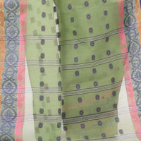 dB DESH BIDESH Women`s Traditional Bengal Tant Tri Leaf Woven Design Pure Handloom Cotton Saree Without Blouse Piece
