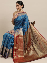 Pandadi Saree Women's  Banarasi Silk Saree With Unstitched Blouse Piece
