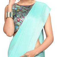 Cloud walker Women Soft Satin Silk Saree With Digital Printed Unstiched Blouse Piece(5.5m Saree +0.8m Blouse Piece).