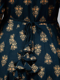 KIPEK Women's  Rayon Round Neck Anarkali Kurta with Dupatta in Mustrad Yellow Color Latest Kurti Designed for Casual Function wear Comfy and Smooth in Any Occasions