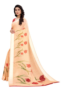 Tarshika Women's  Linen Blend Printed Saree With Blouse Piece(LINEN SAREE_NEW)