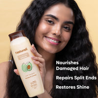 Naturali Damage Repair Shampoo | Improves Damaged Hair In Just 4 Uses | With Avocado & Moringa Oil | Sulphate Free | For Women | Shampoo for Frizzy and Dry Hair | Paraben Free | 370 ml
