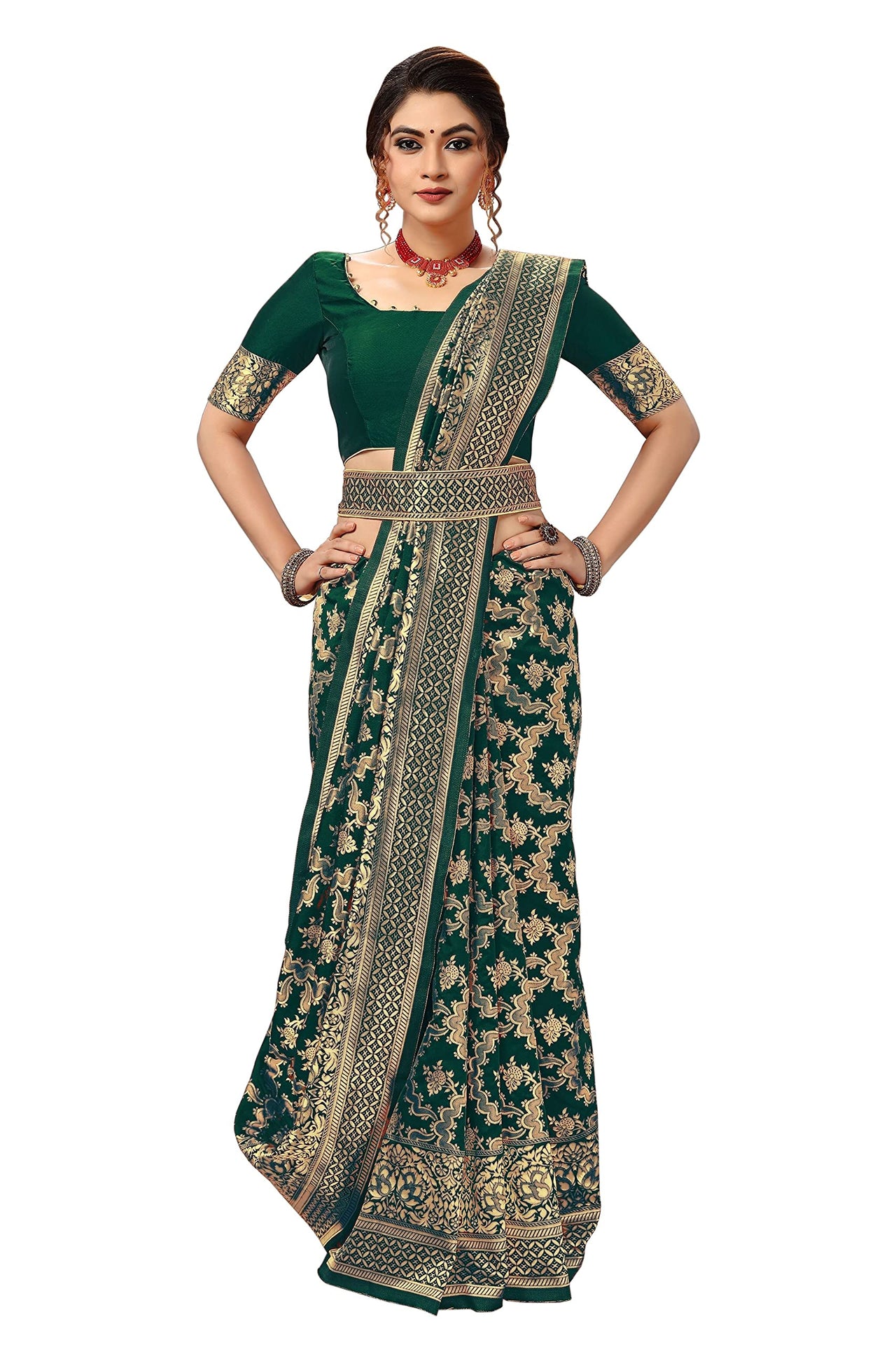 Nivah Fashion Women's  Banarasi Art Silk Saree with Blouse Piece